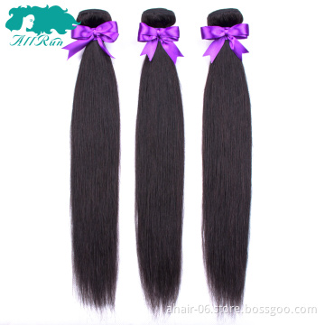 Allrun factory price good quality brazilian remy human hair 10a human hair bundles with lace frontal closure